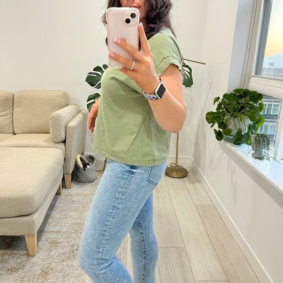 Zara Green Distressed Short Sleeve Tee Size Large - Picture 5 of 5